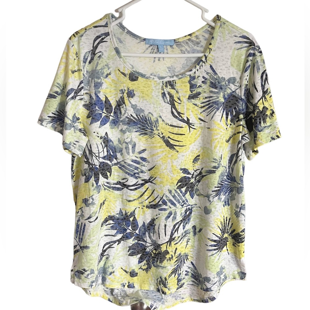 Palm Grove Multicolor Women’s Short Sleeve Top Blouse Sz L